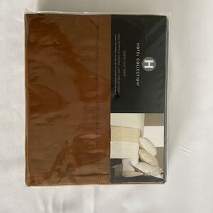 Hotel Collection Queen Flat Sheet 600 Thread Egyptian Cotton Brown New Authentic